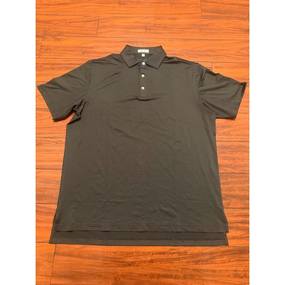 Peter Millar Summer Comfort Mens Large Black Performance Golf Polo Shirt L